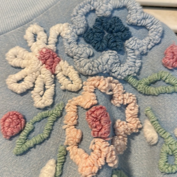 Blue Chenille Floral Long Sleeve Blouse Scott August Women’s Large - Picture 3 of 4